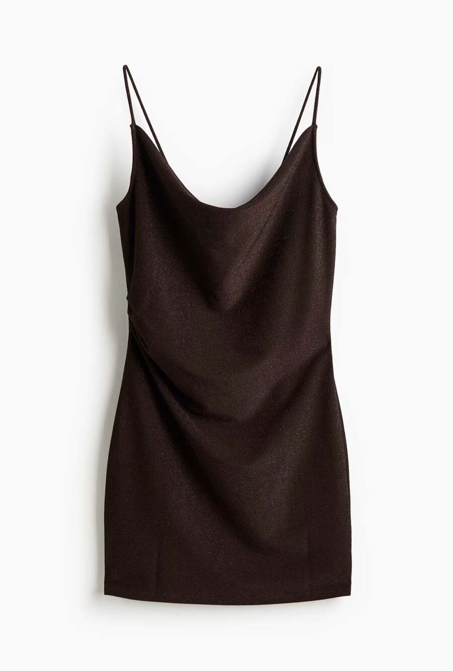 NWT DIVIDED by H&M Brown Shimmer Metallic Cowl Neck Slip Dress Size Small